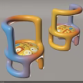 Kid's Leisure Chairs With Gradient Yellow Blue Armrest And Cartoon Pattern Seat