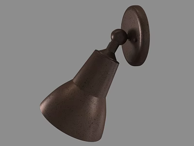 Modern Bronze Wall Light With Round Base And Conical Shade Design 3d model