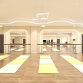 Bright Spacious Fitness Studio Featuring Yoga Mats Barre TV Exercise Balls And Wooden Floors