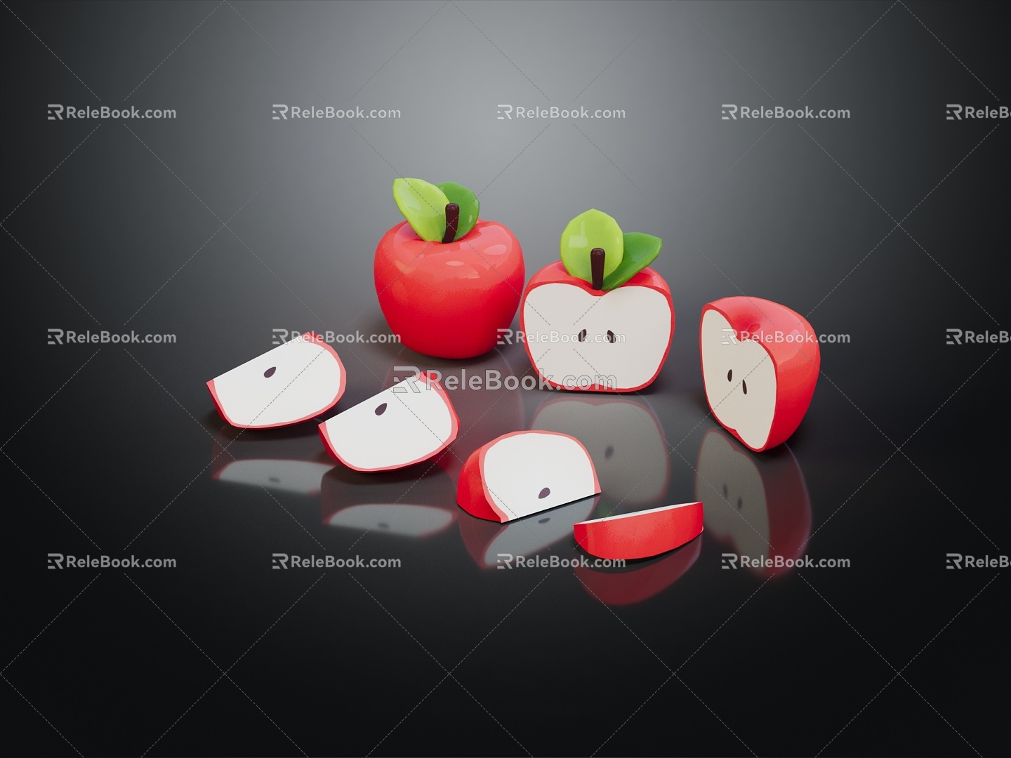 Modern Apple Red Apple 3d model