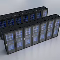 Black Server Racks With Glass Doors And Blue Lights For Data Center Computer Equipment 3d model
