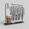 Clothing Rack with Hanging Light Gray Robes Side Towel Wicker Basket Towels and Slippers