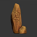 Wood Stone Decorative Sculptures With Orange Color And Carved Patterns In Two Sizes