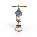 Ornamental Blue And White Household Decor Item With Gold Accents And Tower Like Design