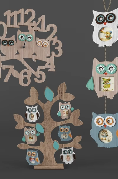 Wooden Owl Hanging Decorations With Tree Shaped Design And 10 To 1 Numbers 3d model Wooden Owl Hanging Decorations With Tree Shaped Design And 10 To 1 Numbers 3d model