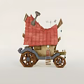 Ancient Architecture Inspired Mobile House Featuring Red Tiled Roof Wooden Staircase And Wheels