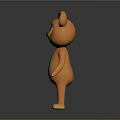 Cute Orange Cartoon Bear Character with Yellow Belly 3D Model for Game Animation