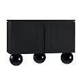 Black Wooden Texture Storage Cabinet With Two Doors And Spherical Wheels 3d model