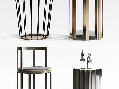 Stylish Modern Round Side Tables With Sleek Metal Frame And Contemporary Designs 3d model