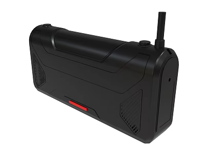 Black Wireless Portable Speaker With Antenna Red Accent And Grilles 3d model