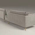 Modern Light Gray Fabric Sofa Set With Gold Metal Legs And Accent Cushions