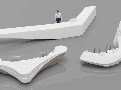 Modern Front Desk Reception Interior Design With Sleek White Counter And Receptionist 3d model
