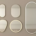 Decorative Wall Mirrors with Oval Round Teardrop Shapes and Gold White Frames 3d model
