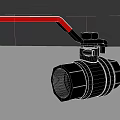Brass Ball Valve Plumbing Fixture With Red Handle And Threaded Ends 3d model