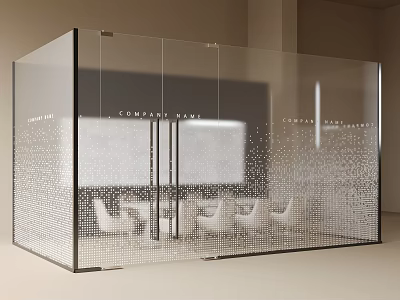 Glass Partition with Dot Pattern for Office Space Division and Meeting Area 3d model