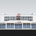 Modern Outpatient Building Exterior With White Facade Large Glass Windows And Lawn Area