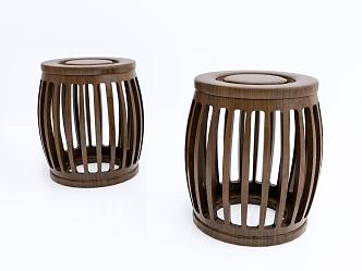 New Chinese Style Low Stool 3d model