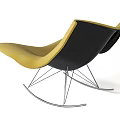Yellow Leisure Chair Modern Curved Design With Metal Base And Minimalist Style