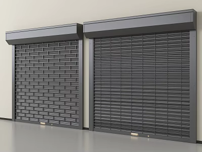 Modern Metal Roller Shutters With Textured And Striped Panel Design 3d model