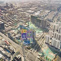 Urban Aerial Planning With Modern High Rise Buildings And Green Spaces