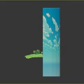 Curved Decorative Furniture Panel With Blue Sky White Clouds And Green Island