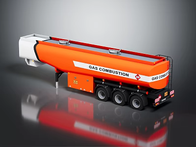 Orange And White Gas Combustion Tanker Truck Transport Vehicle Design 3d model