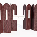 Wooden Folding Room Divider With Arched Top Three Panel Cutout Design 3d model