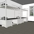 Sturdy White Bunk Bed with Built in Desk and Storage Cabinets for Dorm Rooms