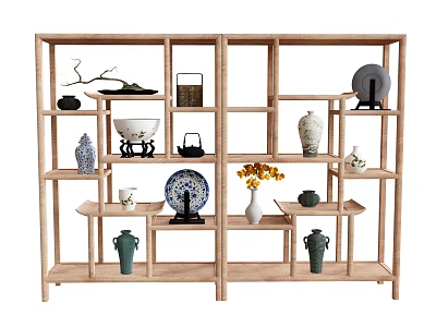Antique Rack Storage Rack Vase Chinese Ornaments 3d model