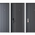 Modern Security Doors With Three Different Designs Dark Gray Finish And Secure Locks 3d model