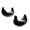 Three Black Bird Shaped Stools With Pink Cushions Modern Design 3d model