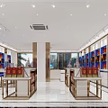 Spacious Specialty Store Interior With Shelves Displayed Products And Counter