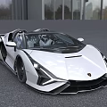 White Lamborghini Convertible Sports Car With Modern Sleek Exterior Design
