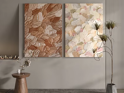 Textured Abstract Paintings With Brown Beige Pink Tones For Modern Interior Decor 3d model