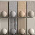 Different Textured Wall Panels And Spherical Decor Items In Neutral Tones 3d model
