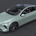 Light Green Electric Sedan With Modern Design Panoramic Sunroof And Black Wheels