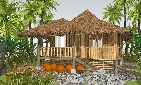 Southeast Asia Thatched House 3d model