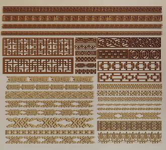Song-style New Chinese-style Carved Flower Back-shaped Pattern Antique Waist Line Pane Corner Wreath Edge Pattern Lace Pattern Lace Pattern Ancient Building Decoration Flower Carving Ten Thousand Characters Line 3d model
