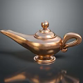 Vintage Copper Genie Lamp With Shiny Metallic Finish And Curved Handle