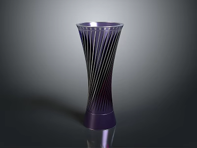 Modern Purple Striped Decorative Vase For Home Furniture Decoration 3d model