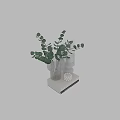 Modern Minimalist Ornamental Set With Green Foliage Transparent Ribbed Vase White Gourd Ornament And Books