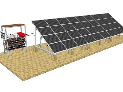 Solar Panel Array with Control Equipment for Household Daily Appliances 3d model