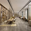 Luxury Sales Office Interior Design With Chandelier Central Display Greenery And Marble Floor