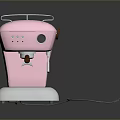 Stylish Pink Espresso Machine With Vintage Design Metal Base And Wooden Handle
