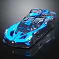 Futuristic Sports Car With Sleek Body Blue Lighting And Black Exterior