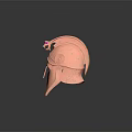 Copper Colored Ancient Greek Style Helmet With Decorative Top Textured Surface And Face Shield