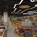 Well Lit Supermarket Department Store Interior Featuring Fresh Fruits Vegetables And Refrigerated Sections