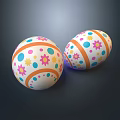 Decorative Ceramic Egg Shaped Vessels With Colorful Floral And Dot Patterns