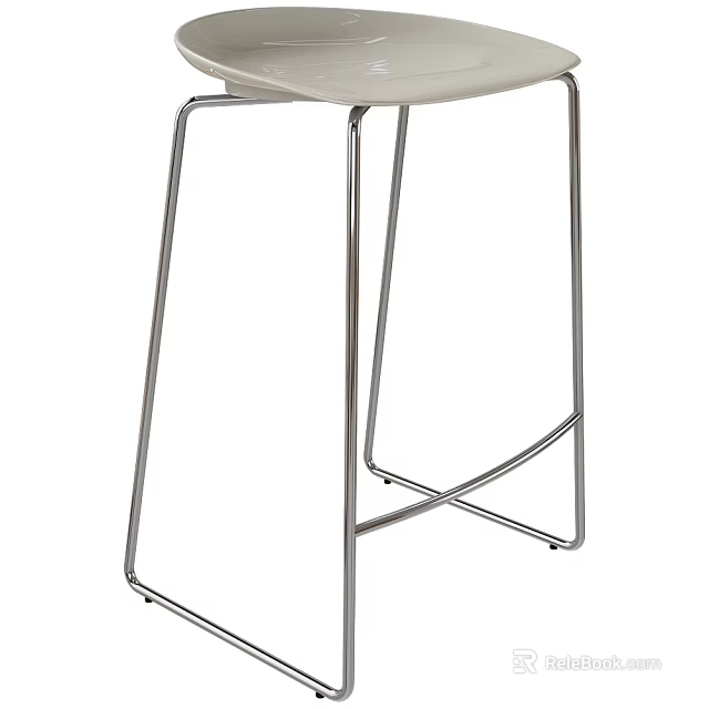 Modern White Bar Stool With Sleek Metal Frame For Contemporary Home Use 3d model 