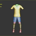 Yellow Soccer Jersey Gray Shorts And White Sports Shoes Uniform Set